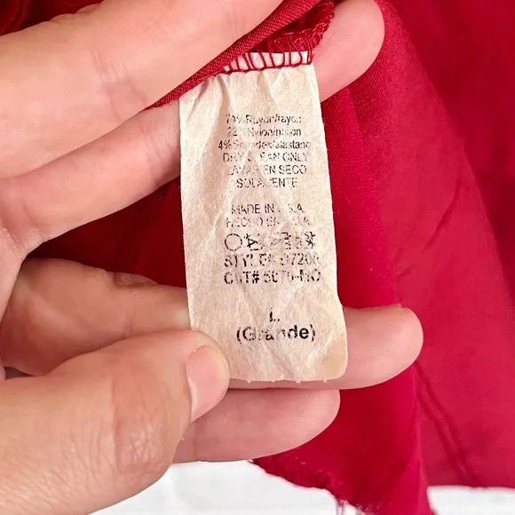 Monaco USA Fitted, Red Peplum Mini Dress w/ Zip-up & Tie Back, SZ L EUC - Picture 8 of 9